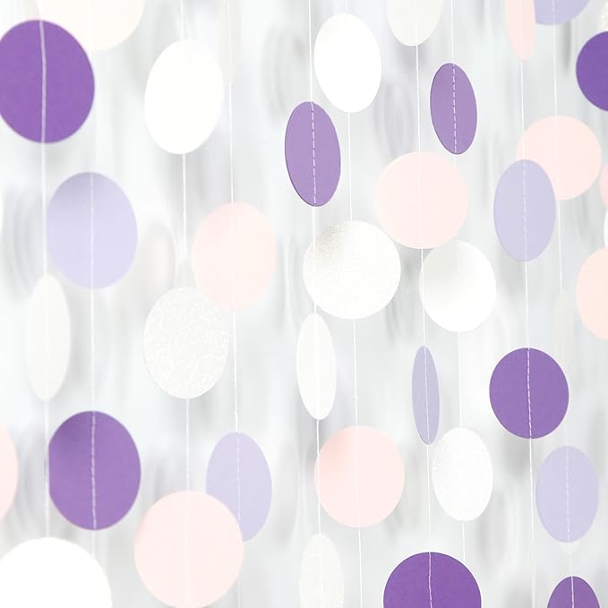 Purple-White Pink Birthday Party-Decorations Streamers - 52FT Girl Women Hanging Paper Garland Banner,Baby Bridal Shower Engagement Wedding Anniversary Bachelorette Backdrop Decor Hugtmr