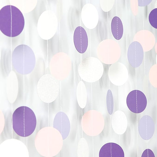 Purple-White Pink Birthday Party-Decorations Streamers - 52FT Girl Women Hanging Paper Garland Banner,Baby Bridal Shower Engagement Wedding Anniversary Bachelorette Backdrop Decor Hugtmr