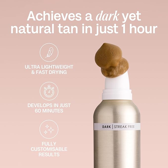 Bali Body 1-Hour Express Self Tanner Foam – Dark Shade, Fast-Drying, Streak-Free, Lightweight Formula for a Natural, Flawless Tan – Self Tan, Fake Tan, Vegan & Cruelty-Free (225 ml/7.61 fl oz)
