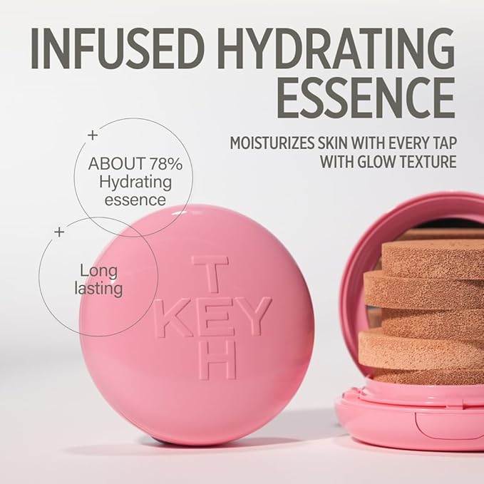 KEYTH PINK MAGNET CUSHION #02 LIGHT BEIGE (15G, 0.52 OZ.) / Magnetic Adherence, Dewy Radiance, 78% moisture essence, Glow Film Complex, Skin Film Polymer