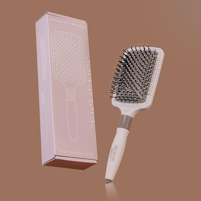 Argan Oil Infused Hair Brush, Large Paddle, Gentle Detangling, Scalp Massage, Blowdry, for Long Hair and All Hair Types, Non Slip, Lightweight, 35.274 Ounces