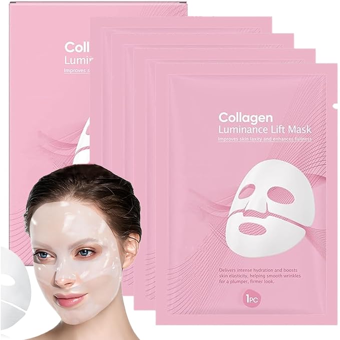 4PCS Collagen Glow Mask, Bio-Collagen Face Mask, Overnight Deep Hydrating Collagen Mask, Wrinkle Reduction & Elasticity,Pore Minimization, Collagen Mask for Glowing Skin