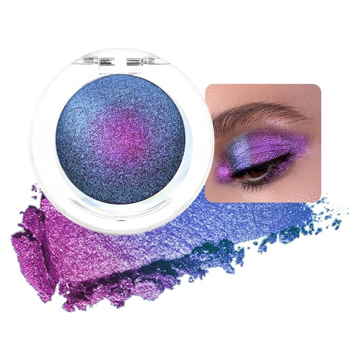 evpct Dark Blue Purple Duochrome Eyeshadow Palette Makeup, Metallic Chameleon Duo Chrome Multichrome Gothic festival Single Eye shadow Palette Makeup for Older Women, Face Glitter Eyeshadow Liquid