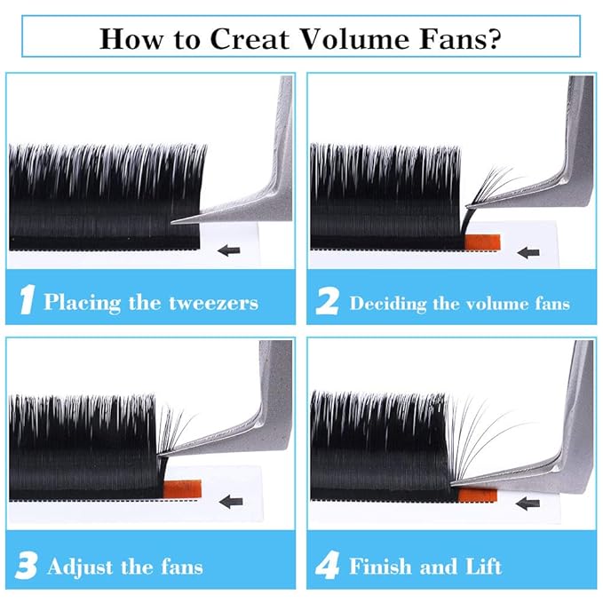 Volume Lash Extensions 0.07 D Curl 16-22mm Mixed Tray Easy Fanning Volume Lashes Matte Black Self Fan Eyelash Extension Supplies (0.07-D, 16-22mm Mix)