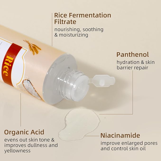 Rice Toner, Hydrating Toner for Face, Facial Toner for Women, Moisturizing, Nourishing, Skin Care for All Skin Types, 4.06fl.oz/120ml