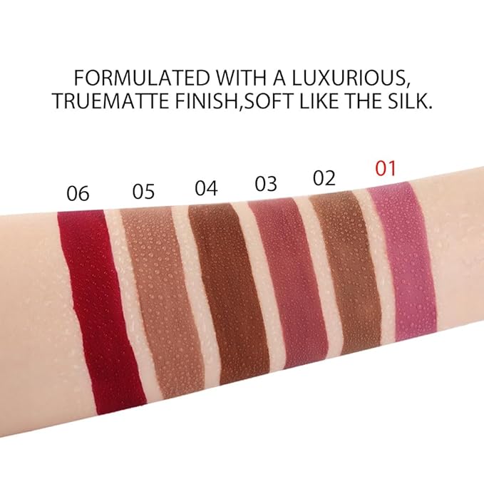 evpct 1Pcs Mauve Matte Liquid Lipstick Lip Gloss Glossy Set for Black Women 24 Hour Pink Silky Velvet Lipstick labiales matte larga duracion mate 24 horas originales 01#