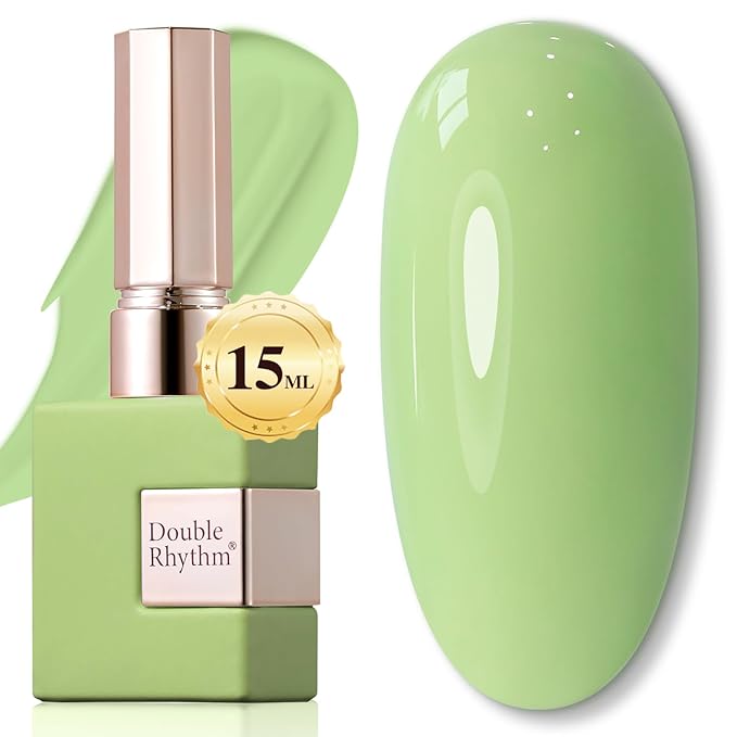 Double Rhythm 15ML Gel Nail Polish Pure Sheer Same Color Same Bottle Soak Off Gel Polish Art Manicure Salon DIY at Home for Women (Green-A1409)