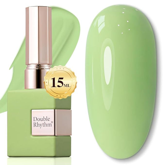 Double Rhythm 15ML Gel Nail Polish Pure Sheer Same Color Same Bottle Soak Off Gel Polish Art Manicure Salon DIY at Home for Women (Green-A1409)