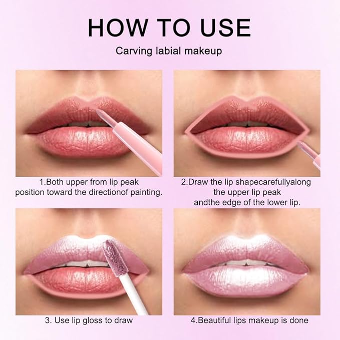 evpct 2Pcs Nude Baby Pink Metallic Glitter Lip Liner and Lipstick Combo, Shimmery Lip Gloss Stain Set Makeup for Women Long Lasting Waterproof 24, Metallic Shimmer Iridescent Glossy Liquid Lipstick