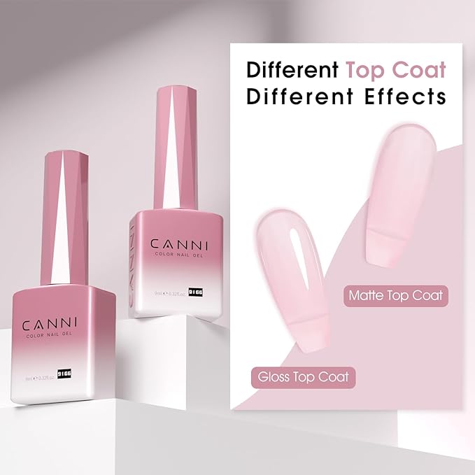 CANNI Soft Pink Jelly Gel Polish – 9ML Translucent Sheer Nude Soak-Off UV/LED Gel Nail Polish for DIY Manicure or Salon Use