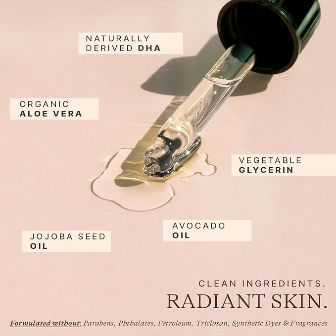 Self Tanning Drops for Face - USA Made with Organic & Natural Ingredients, Bronzing Face Tanning Drops with Aloe Vera, Non Toxic Self Tanner for Sunless Fake Tan & Natural Glow, Cruelty & Toxin Free