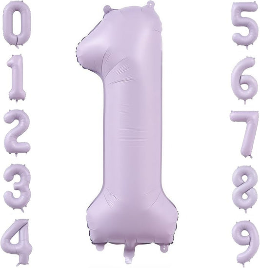 Pastel Purple 1 Number Balloons,40 Inch Light Purple 1 Balloons Large Helium Foil Mylar Purple Number 1 Balloon for Birthday Party Anniversary Decorations