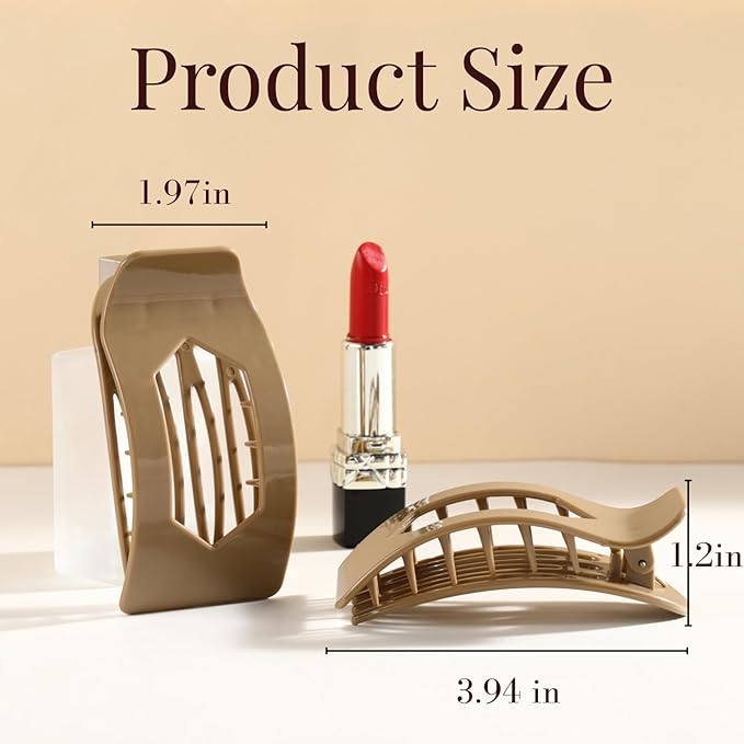 8 Pack Flat Hair Clips for Women – Glossy Neutral No-Slip Flat Claw Clips for Thick & Thin Hair, Large Strong Hold Square Rectangle Hair Accessories for Work & Stylish Fall Outfits