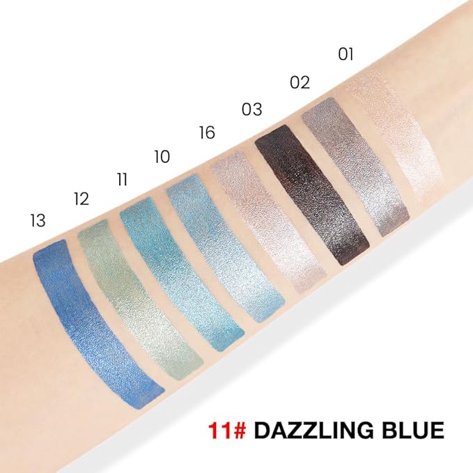 evpct Dazzling Blue Shimmer Cream Eye Shadow Brightener Sticks Set for Eyes, Blue Shimmery Matte Pencil Eye shadow Applicator Stick Pen Palette Makeup Waterproof sombras en crema para ojos 11#