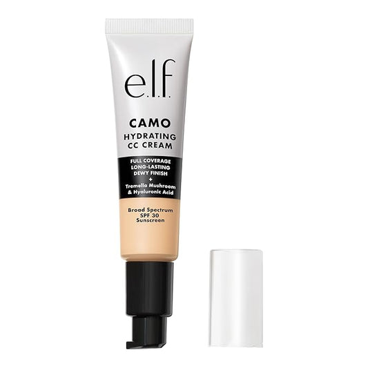 e.l.f. Hydrating Camo CC Cream, SPF 30, Color Correcting Full Coverage Foundation For A Dewy Finish, Vegan & Cruelty-Free, Fair 125 C