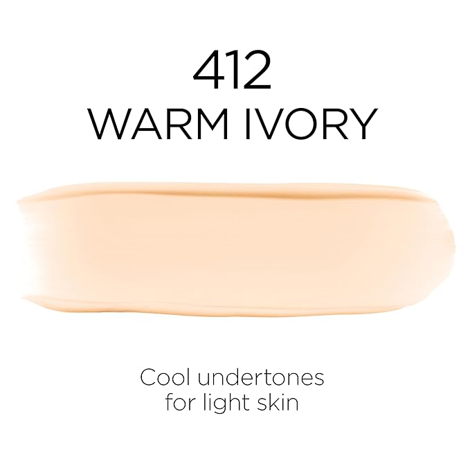 L'Oreal Paris Makeup Infallible Up to 32 Hour Fresh Wear Lightweight Foundation, 412 Warm Ivory, 1 Fl Oz, Packaging May Vary