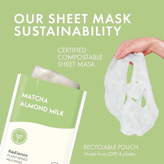 ESW Beauty Matcha Almond Milk - Radiance Plant-Based Milk Face Mask - Revitalizing with Matcha Green Tea & Sweet Almond for Dull, Uneven Skin - Awakens & Revitalizes