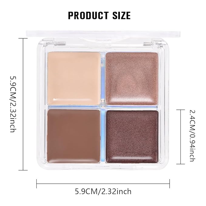 Kaely Cream Eyeshadow Quad, Nude Brown Matte Shimmer Eyeshadow Palette Makeup, Neutral Eye Shadow Palette for Older Women Pigmented Waterproof, sombras para ojos, Blendable, Cruelty-free, 03
