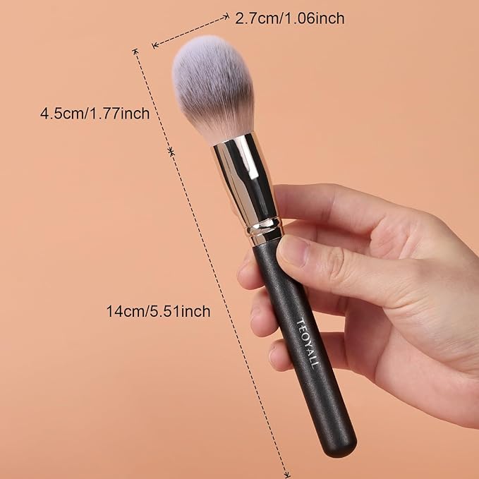 TEOYALL Oval Blush Brush, Ultra Plush Fluffy Synthetic Bristles Powder Brush for Contour Bronzer Cheek with Loose Powder
