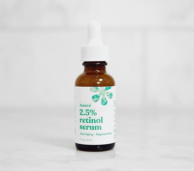 ASUTRA 2.5% Retinol Serum, 1 fl oz (Pack of 2) - Hyaluronic Acid, Vitamin E, Wheat Germ, Aloe, & Jojoba Oil, Plumping Face Serum
