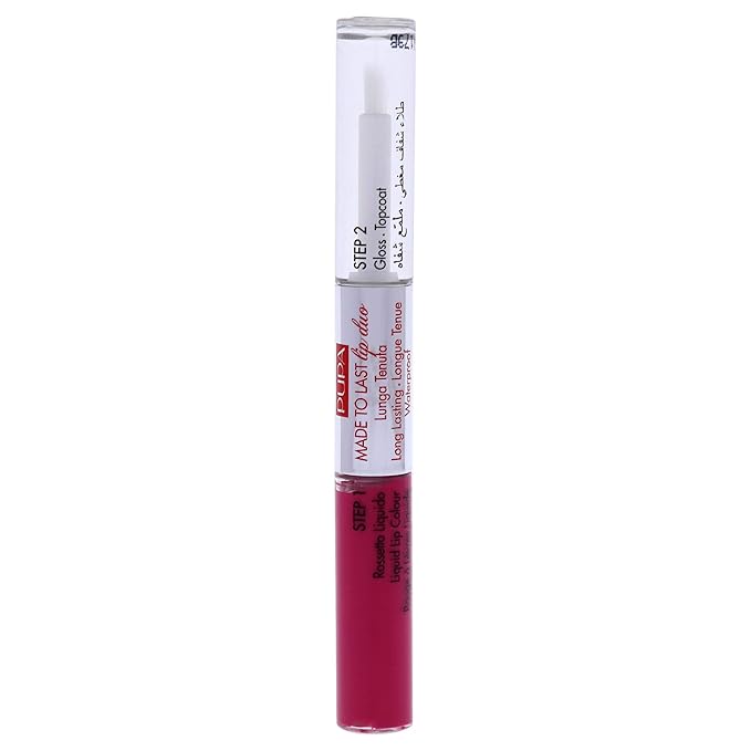 PUPA Milano Made To Last Lip Duo - Smudge-Proof Lip Color And Gloss - Highly Pigmented Shades - One Swipe Color Payoff - Gives Unrivaled Glassy Effect - Long Lasting - 004 Geranium Fuchsia - 0.13 Oz