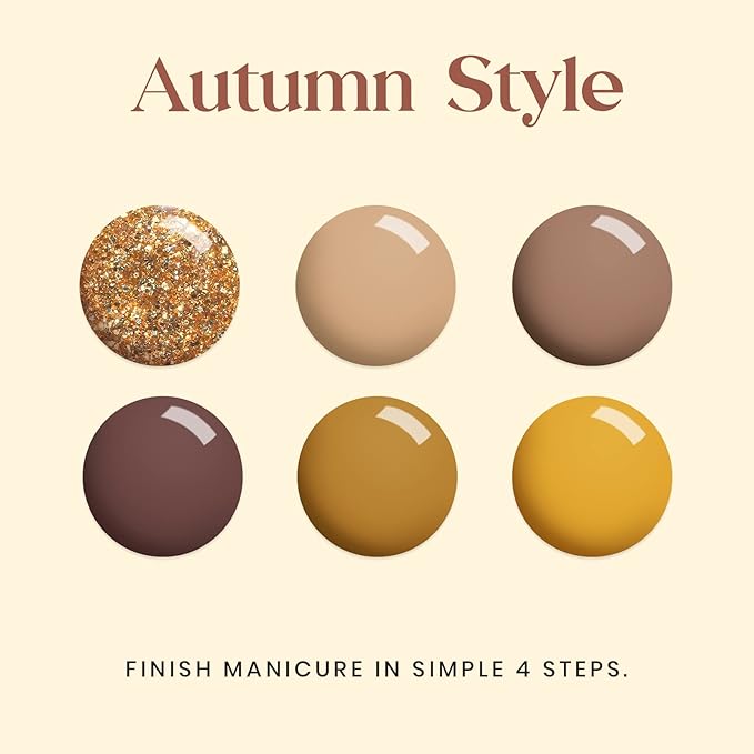 Beetles Fall Gel Nail Polish Set 6 Colors Caramel Chocolate Coffee Mocha Yellow Gold Glitter Brown Gel Polish Kit Soak Off UV LED Cured Nail Art Gifts for Women Caramel Swirl