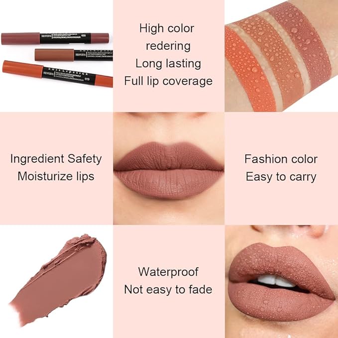 BINGBRUSH Smooth Longwear Lipstick Pack Set, Matte Color Stick Ultimate Lip Crayon for Makeup Collection - Waterproof Velvet Lipgloss Lip Stain (08#)