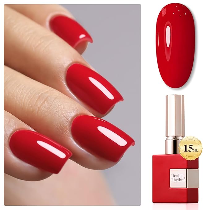 Double Rhythm 15ML Gel Nail Polish Pure Sheer Same Color Same Bottle Soak Off Gel Polish Art Manicure Salon DIY at Home for Women (Red-A1399)