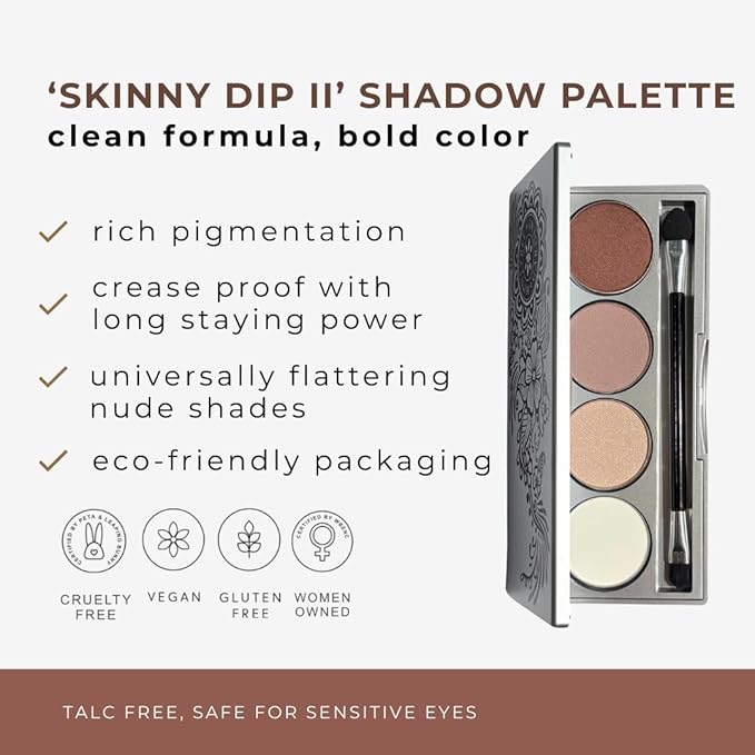 Honeybee Gardens 'Skinny Dip II' Refillable Eye Shadow Palette : Natural Ingredients : Gluten Free : Vegan : Paraben Free