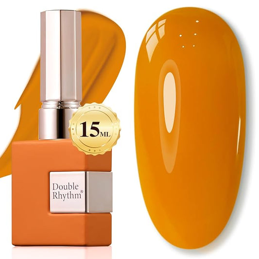 Double Rhythm 15ML Gel Polish Pure Sheer Same Color Same Bottle Soak Off Gel Polish Art Manicure Salon DIY at Home for Women (Ginger Yellow-A1098)