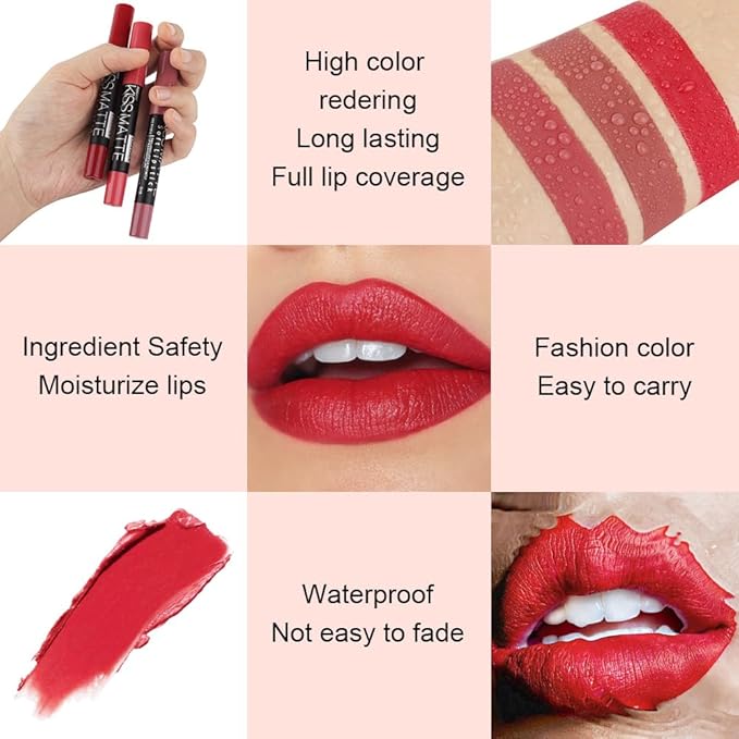 BINGBRUSH Smooth Longwear Lipstick Pack Set, Matte Color Stick Ultimate Lip Crayon for Makeup Collection - Waterproof Velvet Lipgloss Lip Stain (13#)