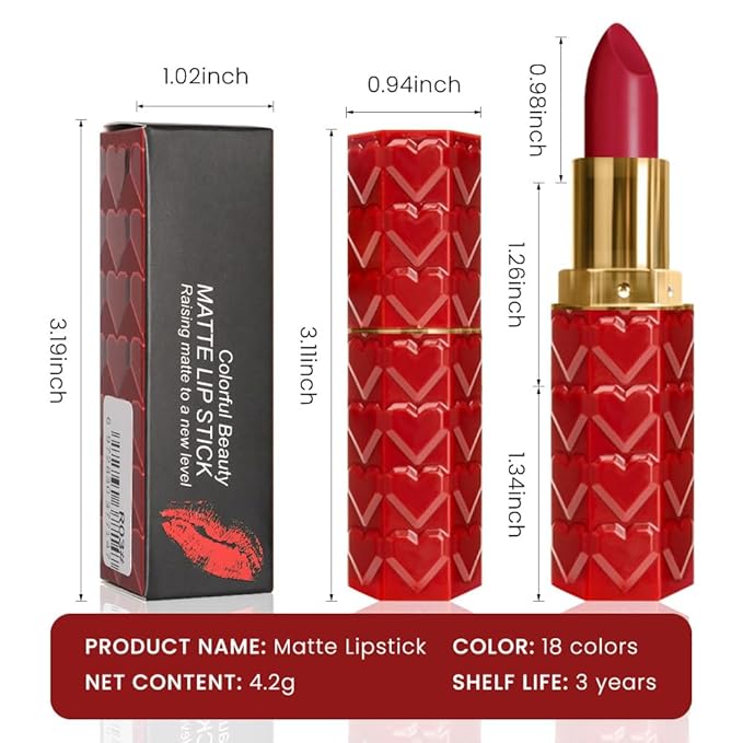 evpct 1Pcs Dark Rose Red Lipstick, Silky Velvet Matte Lipstick Pack Sets for Women, Long Lasting Smudge Proof Lipstick Lip Stain Makeup Kit matte lipstick 24 hours original R05