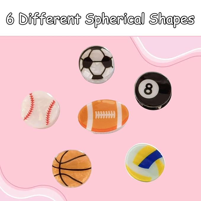 6 Pcs Various Balls Hair Claw Clips,Cute Fashion Styling Small Hair Clips for Women, Nonslip Strong Mini Hair Claws Acrylic Alloy Side Barrettes for Thin Medium Fine Hair