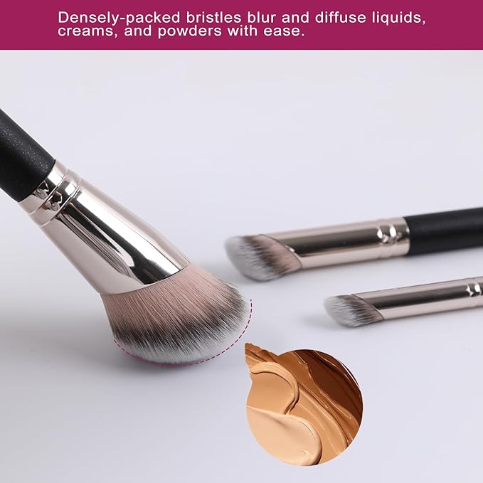 ENERGY Angled Foundation Brush - Large Makeup Brush for Liquid Foundation, Bronzer, Blush, Cream, Powder, Concealer &Contour Blending Face with Vegan Synthetic Bristles