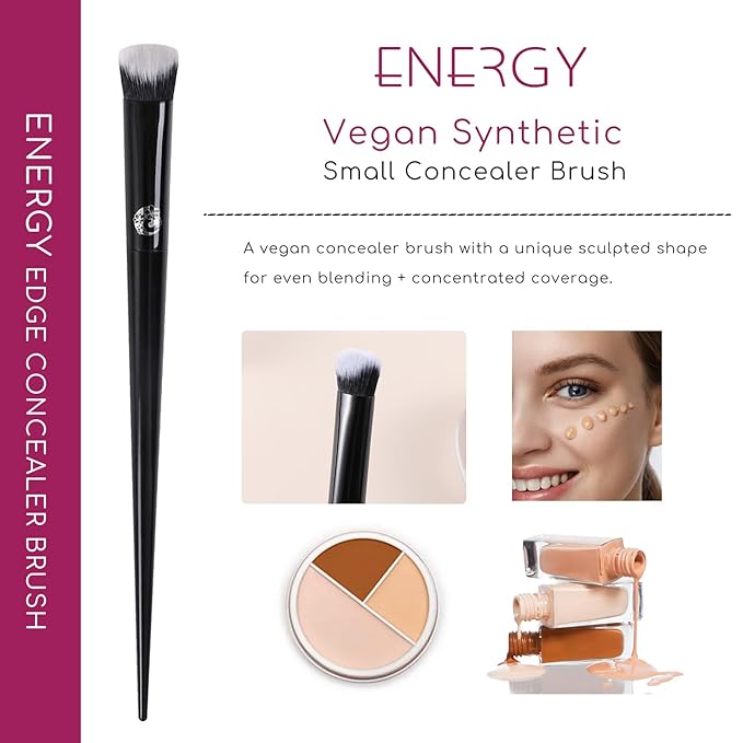 ENERGY Concealer Brush– Angled Synthetic Bristles for Seamless Under Eye Coverage, Spot Blemish Corrector, Nose Contours,Precision Makeup Brush for Liquid Cream Concealer Application