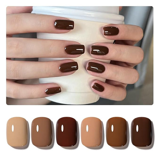 GAOY Gel Nail Polish, Brown Caramel Nude Red Gel Polish Kit for Salon Manicure and Nail Art DIY at Home