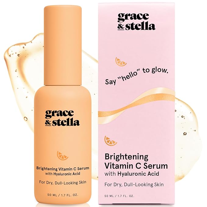 grace & stella Vitamin C Serum for Face (50ml /1.7 fl oz)- Brightening Vitamin C for Face with Hyaluronic Acid Serum To Reduce Dullness & Dark Spots - Vegan Skincare