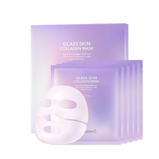 Cell Fusion C Glass Skin Collagen Mask, 1.23 oz. x 5 Sheets, Overnight Hydrogel Mask with Triple Collagen, Hydrating and Plumping, Korean Skincare
