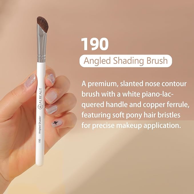 Eyeshadow Brush, Angled Nose Contour Brow Bone Highlight Makeup Brush (190 angled shader)