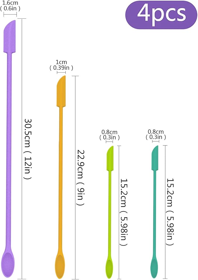 Mini Spatula Silicone Spatula Set - 4pcs Small Makeup Scrapers for Cosmetics, Reusable Beauty Tiny Tools, Thin Jar Scraper, Get the Last of the Makeup Out of the Bottle(Candy Colors)