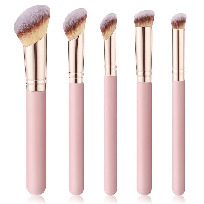 5Pcs Angled Foundation Brush Concealer Brush Multifunction Makeup Brushes Set Angled Contour Brush 170S,270S,370S for Concealer,Foundation,Powder,Eyeshadow,Contour