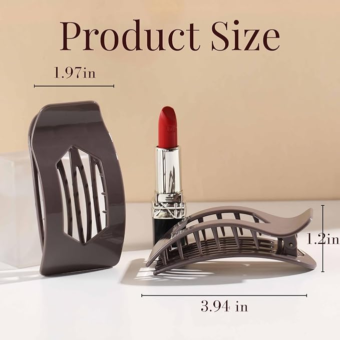 8 Pack Neutral Flat Hair Clips for Women – Large Glossy No-Slip Rectangle Claw Clips Thick & Thin Hair in Black, Blonde and Brown, Strong Hold Square Hair Accessories for Work or Daily Wear