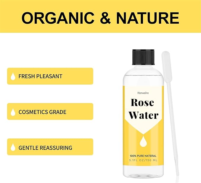 5.1 fl oz Rose Hydrosol for Face Hydrating Mist Hydration, 100% Pure Rose Water, Cleanses & Softens Skin, Promotes Healthy Skin Cell, Suitable for All Skin Types