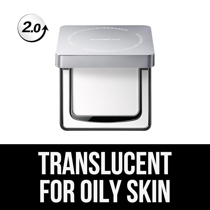 2.0 Black Magnet Soft Focus Powder, Waterproof Translucent Pressed Setting Powder, 24H Longlasting Talc-Free Face Powder, Oil Control Compact Makeup,02 Translucent For Oily Skin, 0.28Oz