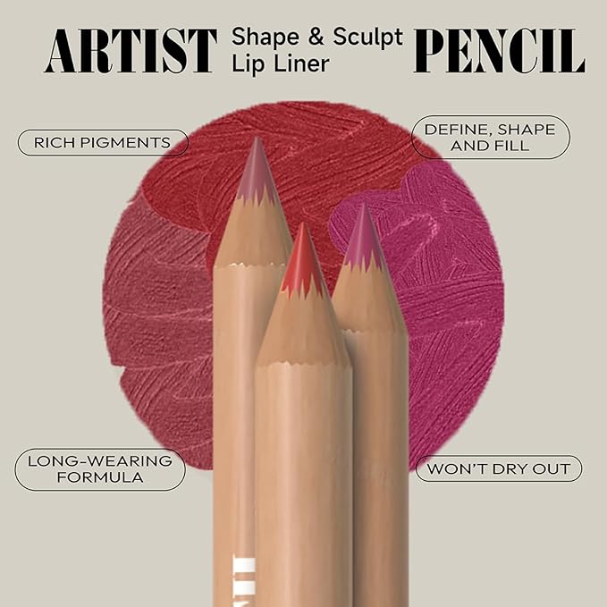 Beauty Glazed 6pcs Nude Brown Lip Liner Makeup Set - Waterproof & Smudge-Proof Matte Pencil, Long-Lasting & Durable, Smooth & Easy Glide, Non-Smudge, Contouring, Filling & Layering (NUDE-BROWN Set)