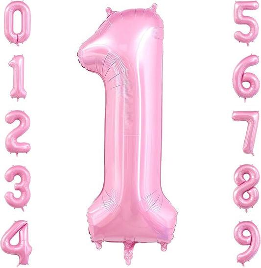 Pastel Pink 1 Balloon Number,40 Inch Light Pink 1 Balloons Large Helium Foil Mylar Number 1 Balloon for Birthday Party Anniversary Decorations