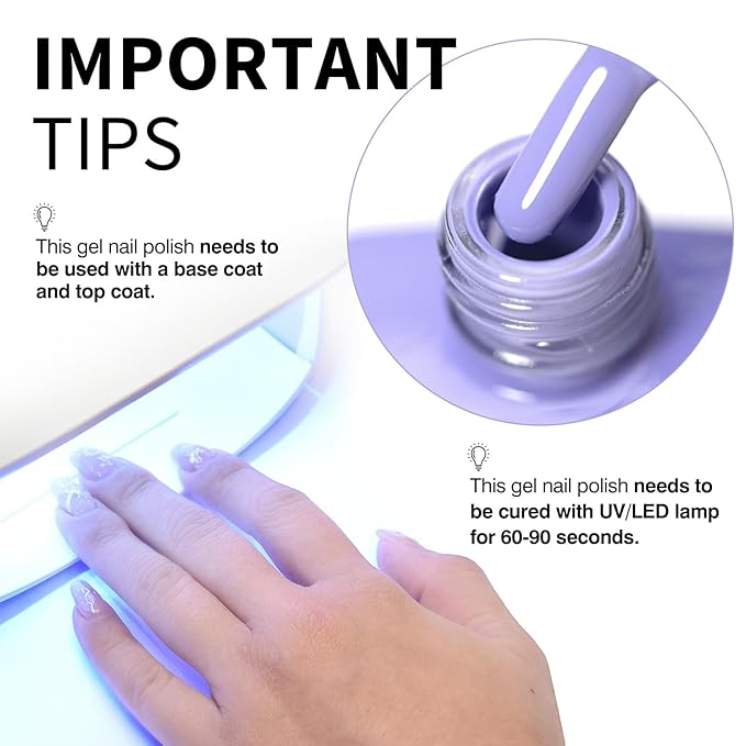 CANNI Purple Gel Polish, 1Pcs Cold Purple Nail Polish Gel High Gloss Soak Off UV Nail French Nail Manicure Salon DIY