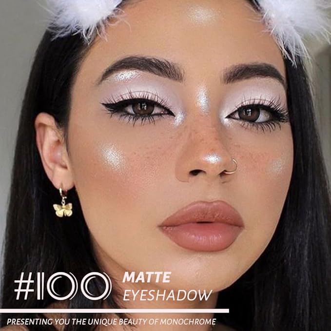 Monochrome Matte Eye Shadow Palette,Pearl Pink Neutral Nude Matte Pressed Powder Single Eyeshadow,Natural Long Lasting Naturing-Looking Eyeshadow,Talc,Paraben Vegan & Cruelty Free