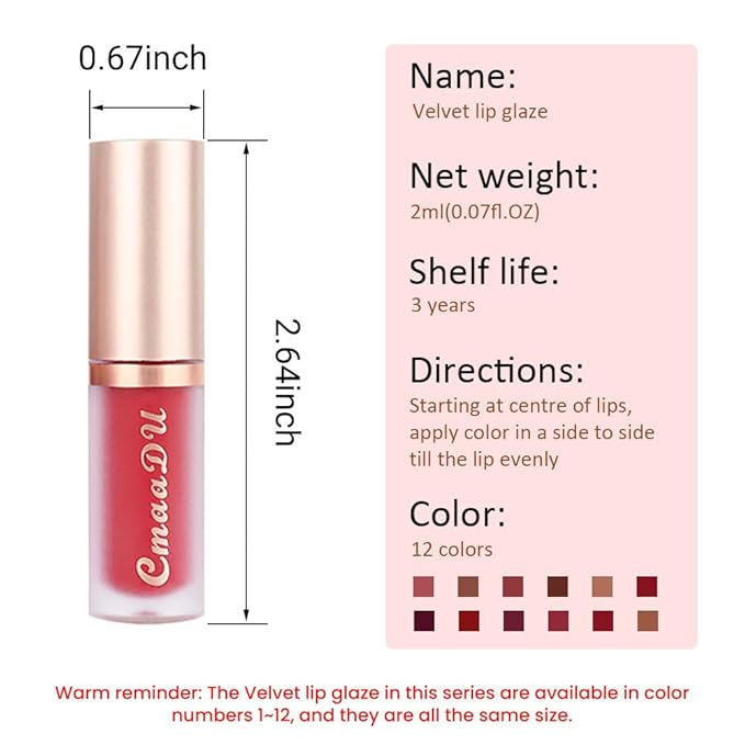 evpct 1Pcs Light Nude Brown Matte Liquid Lipstick Lip Gloss Glossy Set for Black Women 24 Hour Silky Velvet Lipstick labiales matte larga duracion mate 24 horas originales 05#