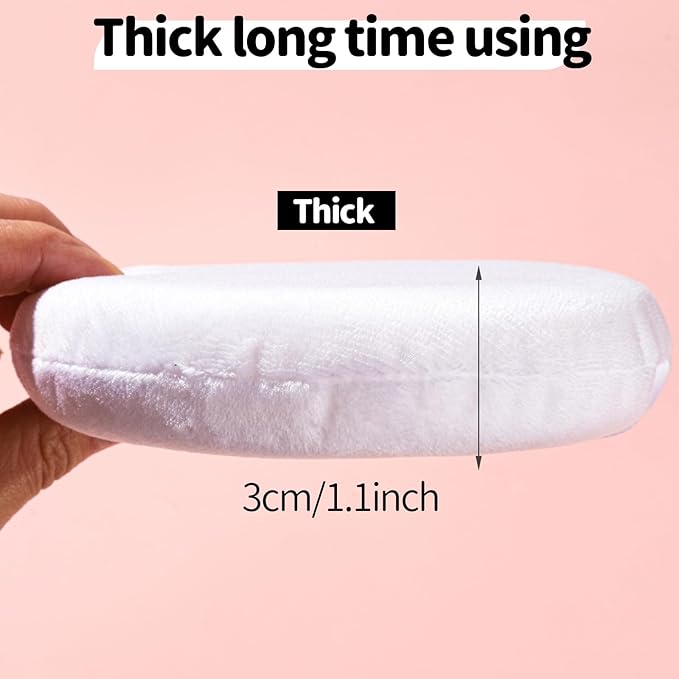 Teenitor 2Pcs 5Inch Body Powder Puff, Powder Puff for Body Powder, Extra Large Powder Puff Soft Velour Puff White